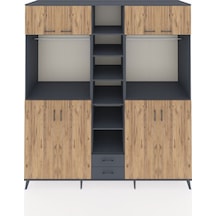 Kronos Dolap 14 Raflı 2 Çekmeceli 2 Askılı 220x59x243 Antrasit-çam/antrasit Atlas Çam/antrasıt