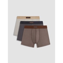 LC Waikiki Lc Waıkıkı Kahverengi Pamuklu Esnek Erkek Boxer 3'lü