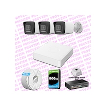 Provzen Hikvision 3 Kameralı Ip 1080p Colorvu Güvenlik Kamerası Mikrofonlu Olay Anında Bildirim