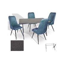 Anemon - Çırağan Masa Takımı Werzalit, Allzalit, Vermodin Tabla 80x120 - Grey Marble - Mavi Çok Renkli