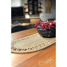 Moderin Doğal Jüt, Desenli, Hasır, Amerikan Servis, Masa, Sehpa Örtüsü Runner. 35x100 Jüt Hasır Diğer