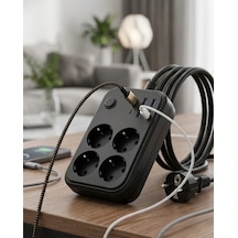 Hubrendy Tekno Akım Korumalı Çoklu Priz 4 Usb 2 Type C 4 Priz Güvenli Ve Hızlı Şarj 0