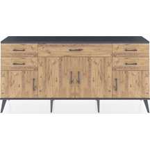 Arges Konsol Tek Raflı 5 Çekmeceli 4 Kapaklı 176x30x83 Antrasit-çam/çam Çam/çam