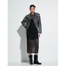 Koton Crop Biker Ceket Suni Deri Kruvaze Fermuarlı Gri 4sak20022ew Koton Crop Biker Ceket Suni Deri Kruvaze Fermuarlı Gri 4sak20022ew