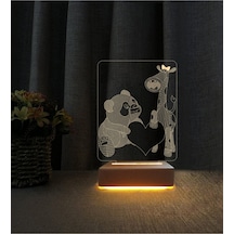 Panda Zürafa Tasarımlı Lamba 3d Led Masa Lambası Doğum Günü Lamba