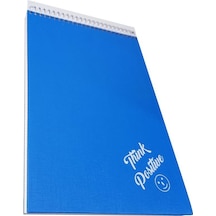 Üstten Spralli Sert Kapak Bloknot 100 Yaprak Çizgili Defter 17 x 24 Cm Mavi
