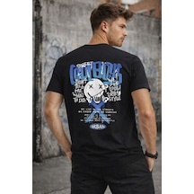 Herkesemoda Arka Yazı Detaylı Basic T-shirt Siyah