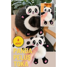 2 Adet - Sevimli Pelüş Panda Figürlü Saç Tokası Yumuşacık & Şirin Tasarım - 2 Adet
