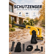 3 Başlıklı Kompresör Şarjlı Hava Üfleme Toz Toplama Sarı Araç Mangal Üfleme Yaprak İçin W-5670d