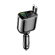 M4 5 In 1 Geri Çekilebilir Makaralı Araç Şarj Cihazı 75w Pd Type-c Hızlı Şarj Kablolu, 12v/24v Çakmak Soket Adaptörü Abs+pc Gövde