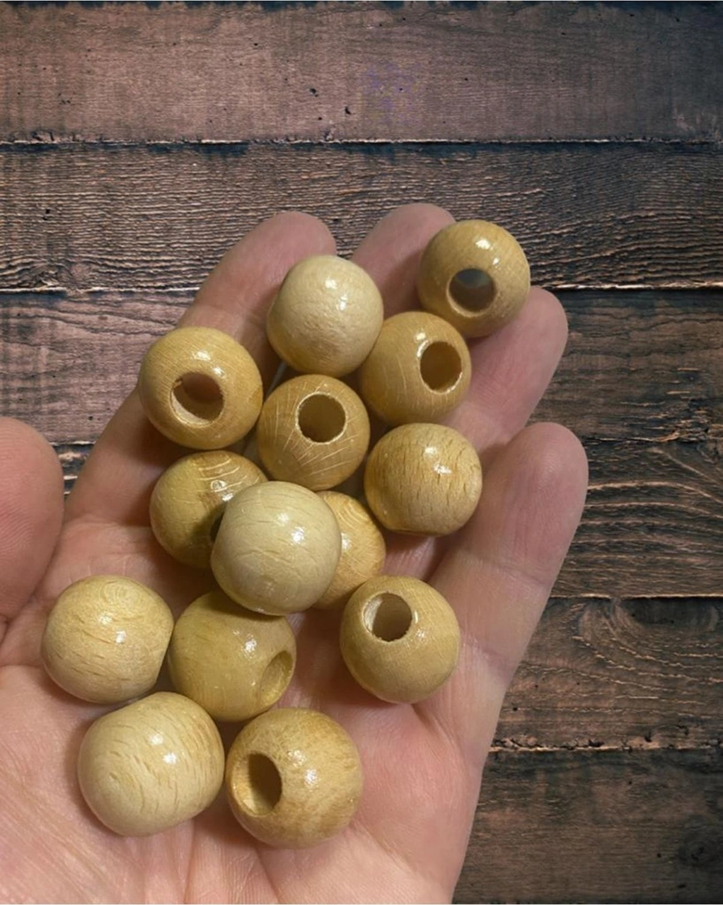 20mm Vernikli Ahşap Boncuk - 20 Adet -