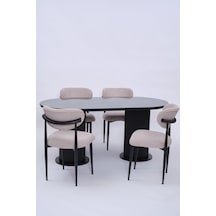 Bohem Polo Lak Panel Yemek Masa Sandalye Takımı 90x170 Siyah