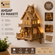 Ahşap Ev Maketi Duvar Dekoru Peri Led Işıklı Dıy Ev Modeli Duvara Asılabilir 90 Parça