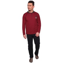 Uzun Kollu Erkek Pijama Takımı 0422 Bordo 001