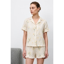 Kadın Premium Fırfırlı Çok Renkli Pijama Takımı