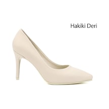 Gönderi(R) Gönderi R Bej Platinum Sivri Burun İnce Topuklu Hakiki Deri Stiletto Bej