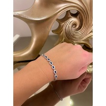 Oriental Kuyumculuk Jewellery Safir Taşlı Damla Model Gümüş Bileklik Lacivert