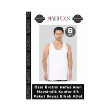 Hadpols Özel Üretim Nefes Alan Mevsimlik Konfor 6'lı Paket Beyaz Erkek Atlet
