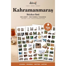 Kahramanmaraş Sticker Seti 100 Adet - Dondurma Biber Konak Kale Gerçekçi Ajanda Journal Çıkartma Çok Renkli