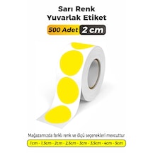 Sarı Renk Yuvarlak Kesim Sticker Etiket 2cm - 500 Adet Sarı
