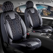 Bmw 1 Serisi 116d Deri Detaylı Oto Koltuk Kılıfı Ön Arka Set Siyah Beyaz Cyrus Scr