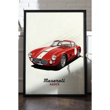 Maserati A6gcs Siyah Ahşap Çerçeveli Poster, Dekoratif Araba Duvar Tablosu