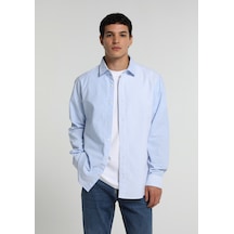 Colin's Colins Regular Fit Shirt Neck Çizgili Erkek Mavi Uzun Kol Gömlek Cl1081580 Q1.v1 Ble