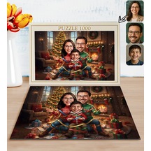 Bk Gift Kişiye Özel Aile Yılbaşı Karikatür Tasarımlı 1000 Parça Profesyonel Puzzle-2, 1000 Puzzle, Yeni Yıl Hediyesi, Yılbaşı Hediyesi Kobitmeyencom35