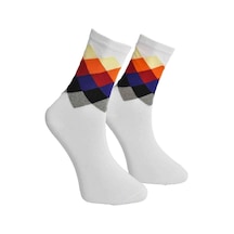 Unisex Renkli Kare Çorap Beyaz - Lksçrp16-36-44 (544423542) Çok Renkli