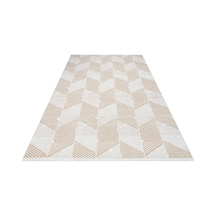 Bespoky Phoenix Geometrik Modern Salon Halısı Makine Dokuma Krem