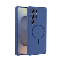 Galaxy Uyumlu S24 Ultra Kılıf Magsafe Destekli Kamera Korumalı Yumuşak Silikon Pazarplus Lacivert