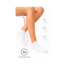 Saysez Sezline Bambu Patik Düz Basic Unisex Çorap Ekonomik 3'lü Paket Beyaz