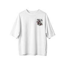 The Mgs Collective Beauty İn Chaos Oversize Baskılı Unisex Beyaz T-shirt