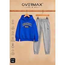 Overmax Brooklyn Baskılı Çocuk Kapüşonlu Eşofman Takımı 3-12 Yaş Saks Mavisi Üst- Gri Alt - 915143009 Saks Mavisi Üst- Gri Alt