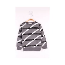 Toontoy Kids Toontoy Erkek Çocuk Toontoy Şeritli Sweatshirt Antrasit Melanj