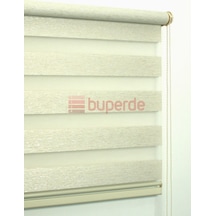 Buperde Simli Ekru (Açık Krem) Bambu Zebra Stor Perde