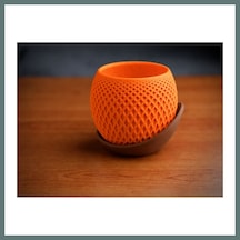 Bezos 3d Baskı Küre Saksı - Kafes Dokulu İki Parçalı Dekoratif Saksı - Turuncu-kahverengi Ventra Standart 64833495
