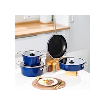 Lines Rozella 7 Parça Titanyum Tencere Seti Mavi