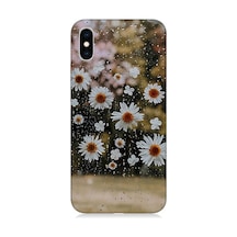 Apple Uyumlu iPhone Xs Max Yağmur Ve Papatyalar Desenli Silikon Kılıf