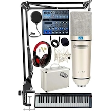 Midi Live Paket - Ses Kartlı Mikser Ve Mıdı Klavye Seti Açık Bej