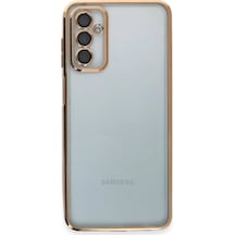 Samsung Uyumlu Galaxy M23 Kılıf Kamera Korumalı Lensli Silikon Altın