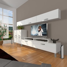 Decoraktiv Ekoflex 8 Slm Krom Ayaklı Tv Ünitesi Tv Sehpası Beyaz