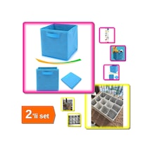 Çok Amaçlı Dolap İçi Düzenleyici Kutu Mavi + 12 Bölmeli Pratik Çekmece Düzenleyici - 2li Set G1h5j2 Belirtilmemiş