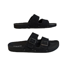 Pierre Cardin 7038 Siyah Çift Tokalı Büyük Numara Erkek Terlik Siyah