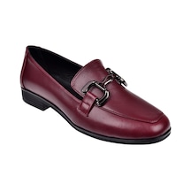 Beety Hakiki Deri Tokalı Makosen Kadın Ayakkabı Bee-12006 Bordo Bordo