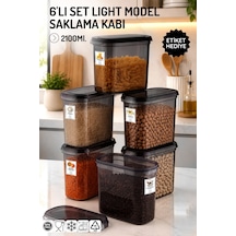 2,1lt. Etiketli Light Model 6'lı Set Saklama Kabı - 2,1lt. Antrasit