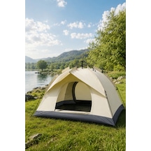 2 3 Kişilik Otomatik Kamp Çadırı 200x150x120 Cm Çift Katmanlı Su Geçirmez Ac6634 Outdoor Çadır Krem
