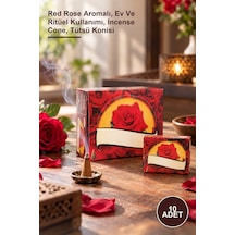 10 Adet Konik Tütsü Red Rose Aromalı, Ev Ve Ritüel Kullanımı, Incense Cone, Tütsü Konisi