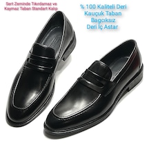 Ferdi Keklik Siyah Erkek %100 Deri Bagcıksız Klasik Ofis Ayakkabı