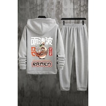 Uyguntarz Unisex Ramen Baskılı Eşofman Takımı Gri
